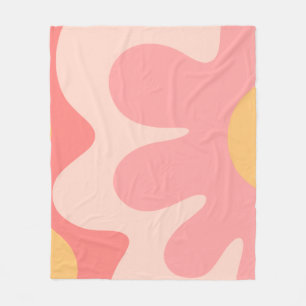 Couverture Polaire Joyeux Fleur Retro 60s Blush rose et Jaune