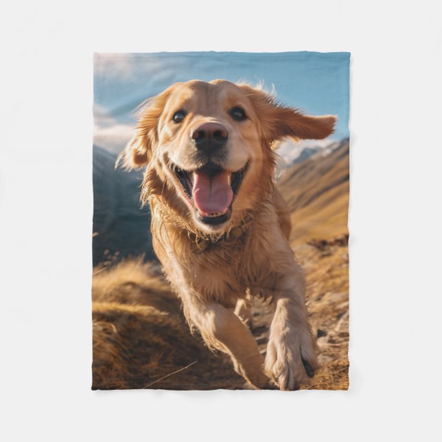 Couverture Polaire Joyeux Golden Retriever en cours (Devant)