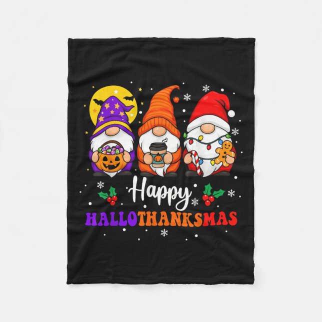 Couverture Polaire Joyeux Hallothanksmas Gnomes Lover Halloween Joyeu (Devant)
