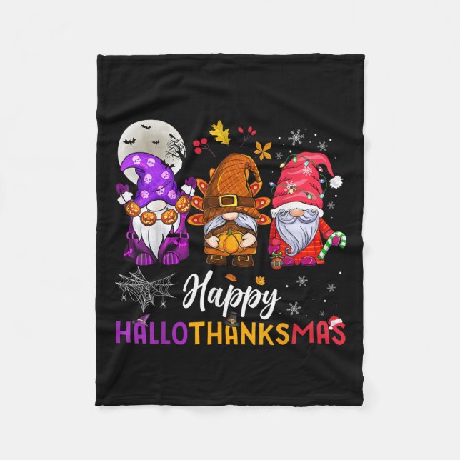 Couverture Polaire Joyeux Hallothanksmas Gnomes Lover Halloween Joyeu (Devant)
