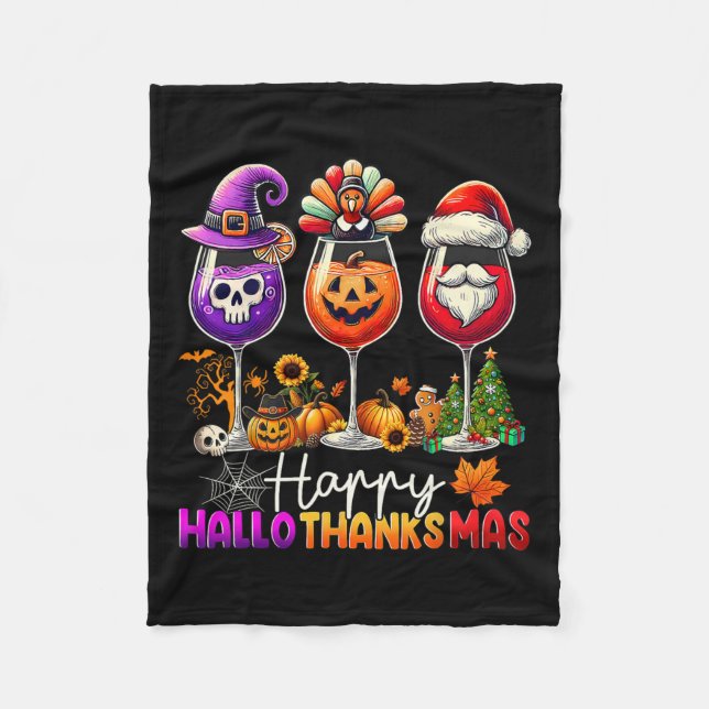 Couverture Polaire Joyeux Hallothanksmas Halloween Thanksgiving Chris (Devant)