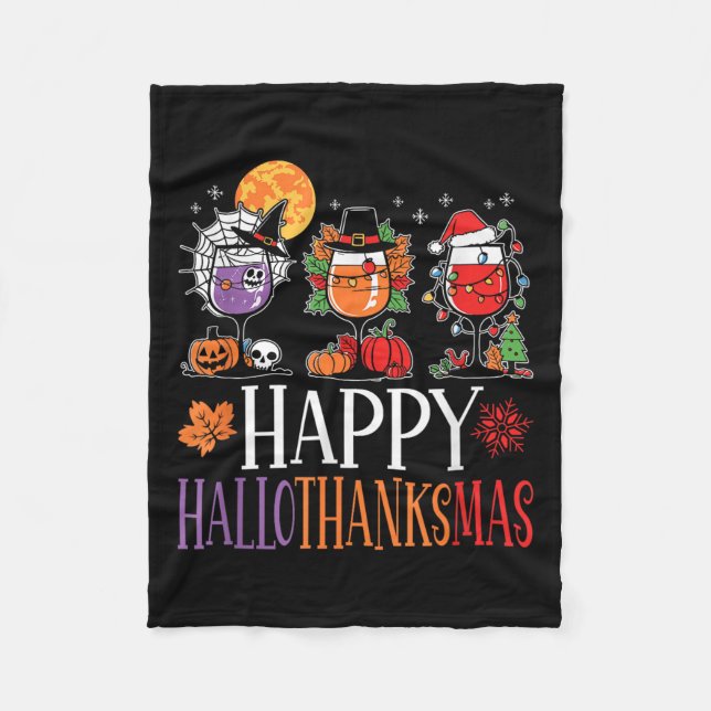 Couverture Polaire Joyeux Hallothanksmas Halloween Thanksgiving Chris (Devant)