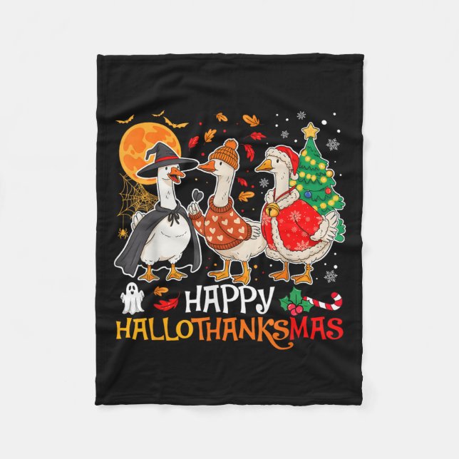 Couverture Polaire Joyeux Hallothanksmas Silly Goose Halloween Thanks (Devant)