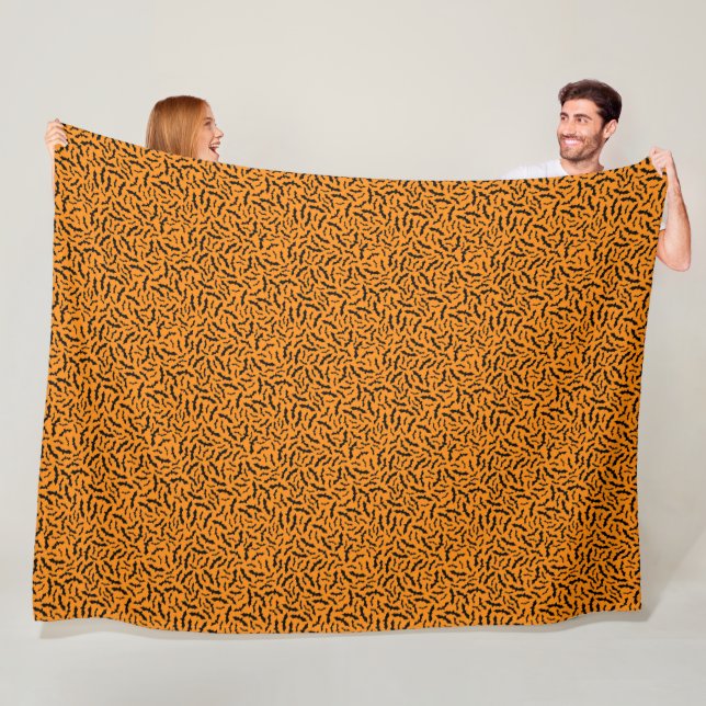 Couverture Polaire Joyeux Halloween Orange Bat (En situation)