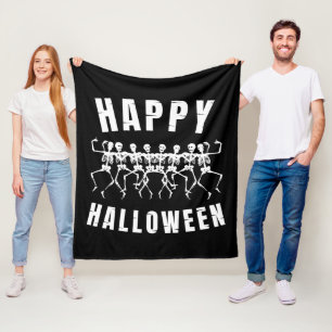 COUVERTURE POLAIRE JOYEUX HALLOWEEN SQUELETTES DANSEURS