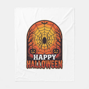 Couverture Polaire Joyeux Halloween Toile d'araignée Gravure Vintage 