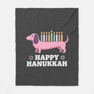 Couverture Polaire Joyeux Hanukkah chien teckel