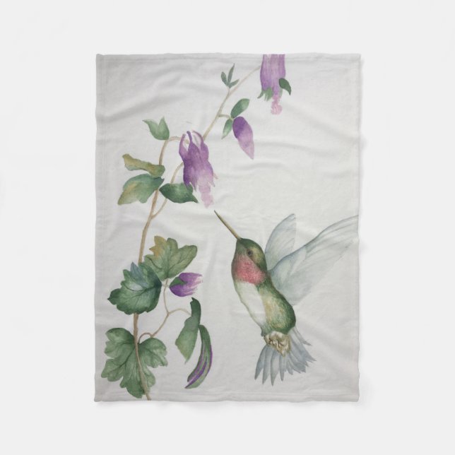 Couverture Polaire Joyeux Jardin des colibris Elégante aquarelle (Devant)