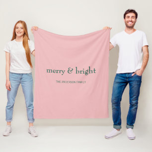 Couverture Polaire Joyeux & Joyeux Noël Pink Vert