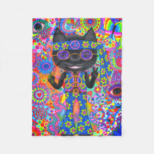 Couverture Polaire Joyeux lunettes de soleil hippie pour chats pour l