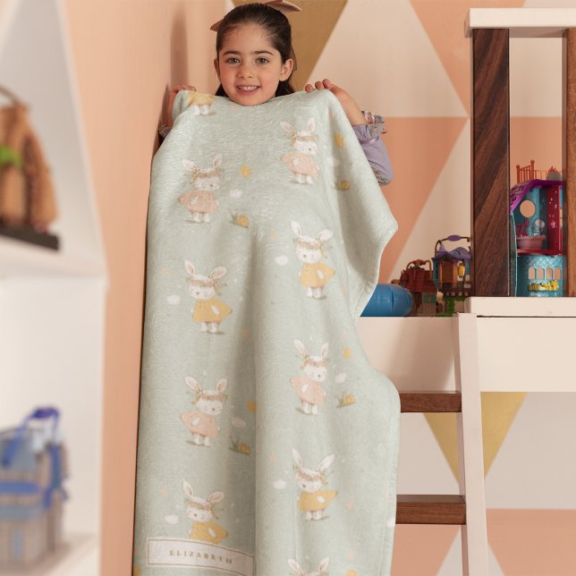 Couverture Polaire Joyeux Motif de lapin de Pâques (Créateur téléchargé)