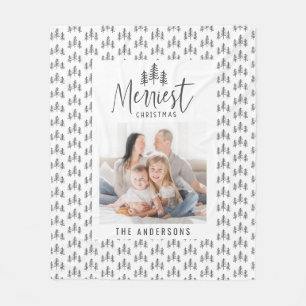 Couverture Polaire Joyeux Noël 1 photo arbre tiré à la main rustique