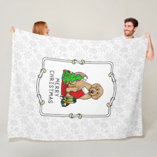 Couverture Polaire Joyeux Noël 2 Goldendoodle (rouge doré) mignonne