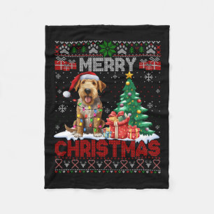 Couverture Polaire Joyeux Noël Airedale Terrier Amoureux des chiens U