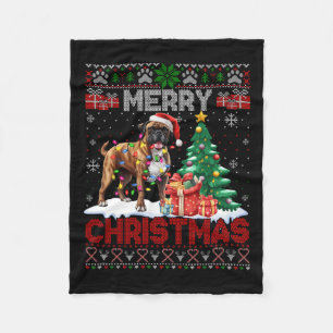 Couverture Polaire Joyeux Noël Boxer Amoureux de les chiens Famille V