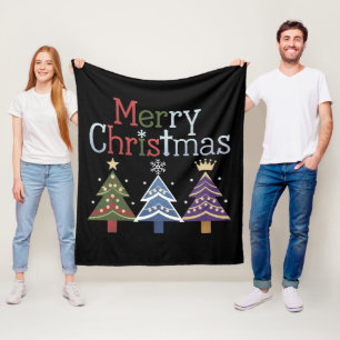 Couverture Polaire Joyeux Noël Croix Arbre de Noël Rétro