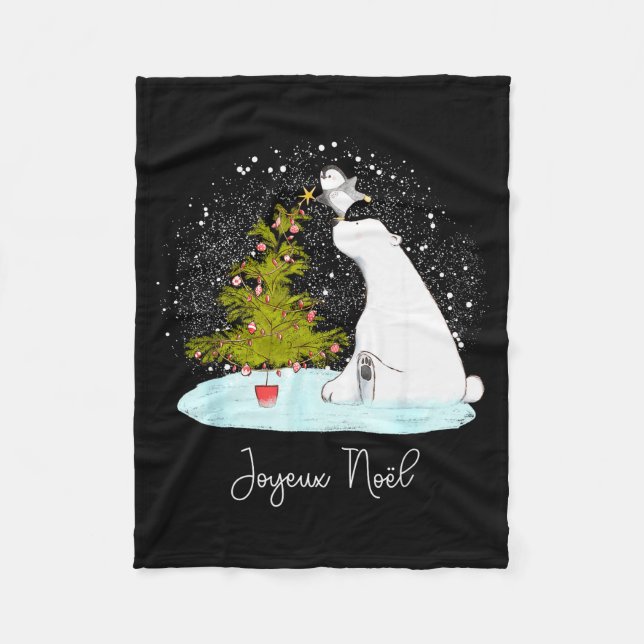 Couverture Polaire Joyeux Noël - Cute Lar Bear Penguin Christmas  (Devant)