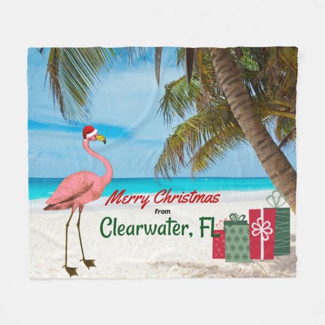 Couverture Polaire Joyeux Noël de Clearwater, FL (Devant (Horizontal))
