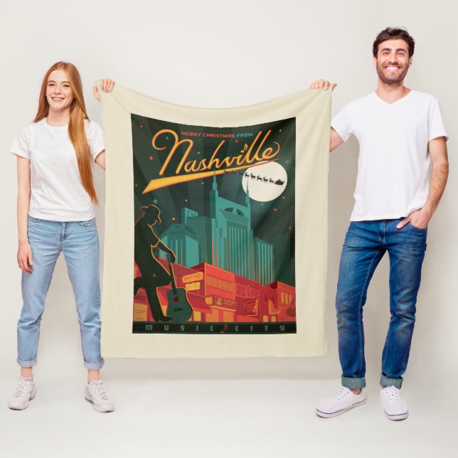 Couverture Polaire Joyeux Noël de Nashville (En situation)