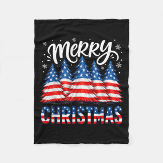 Couverture Polaire Joyeux Noël Drapeau Américain Arbres Hiver Hommes