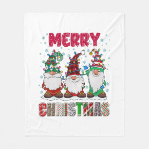 Couverture Polaire Joyeux Noël Gnome Famille Funny Jeu de Noël Arbre