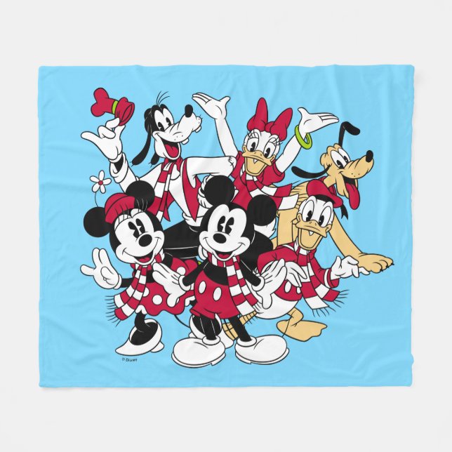 Couverture Polaire Joyeux Noël| Joyeuses fêtes Mickey & Friends (Devant (Horizontal))