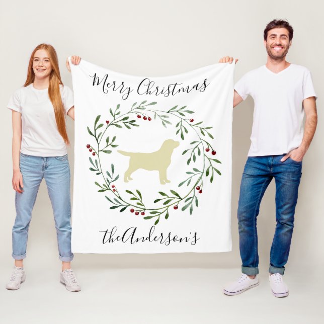Couverture Polaire Joyeux Noël Joyeux Labrador Joyeux Labrador Retrie (En situation)