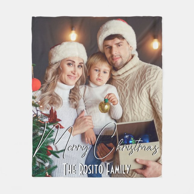 Couverture Polaire Joyeux Noël Nom personnalisé et photo (Devant)