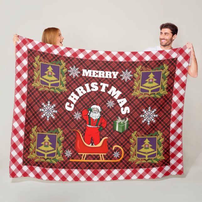Couverture Polaire Joyeux Noël Père Noël Fleece Blanche (En situation)