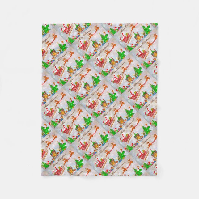 Couverture Polaire Joyeux Noël Père Noël livre des cadeaux (Devant)