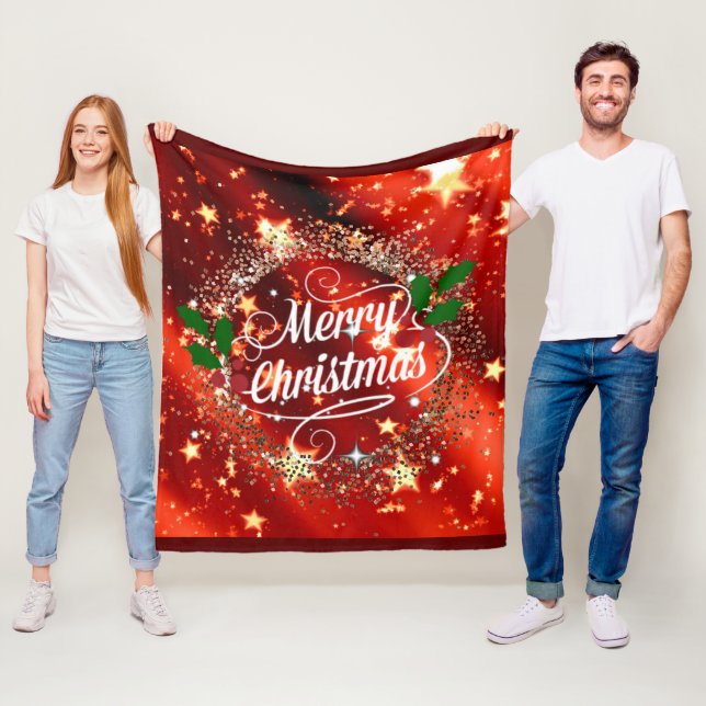 Couverture Polaire Joyeux Noël pétillant et brillant (En situation)