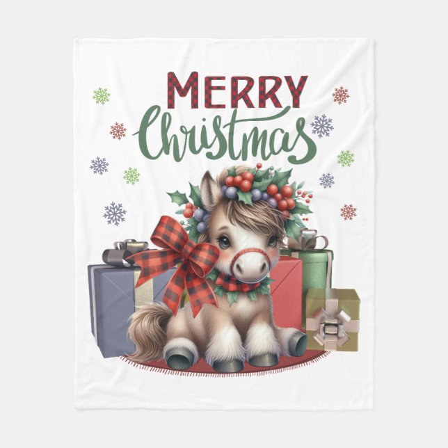 Couverture Polaire Joyeux Noël Pony (Devant)