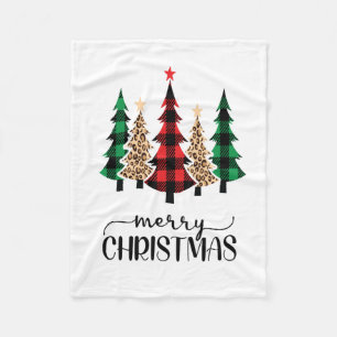 Couverture Polaire Joyeux Noël Red Green Plaid Arbres