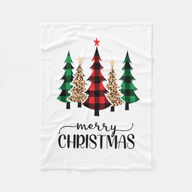 Couverture Polaire Joyeux Noël Red Green Plaid Arbres (Devant)