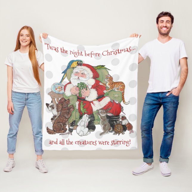 Couverture Polaire Joyeux Noël Réveillon Père Noël Animaux de compagn (En situation)