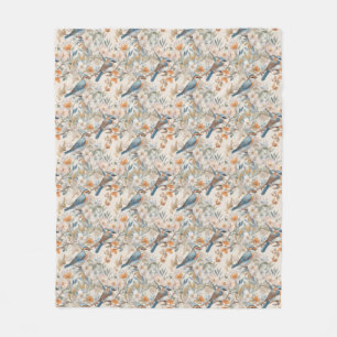 Couverture Polaire Joyeux Oiseaux aquarelle