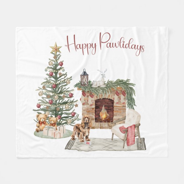 Couverture Polaire Joyeux Pawlidays Chien Design - Cocker Spaniel (Devant (Horizontal))