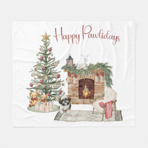 Couverture Polaire Joyeux Pawlidays Design de Chien- Shih Tzu