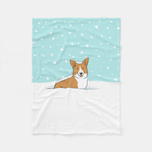 Couverture Polaire Joyeux Pembroke Welsh Corgi dans la neige d'hiver