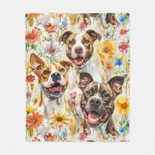 Couverture Polaire Joyeux Pitbull Chiens, Pit Bulls