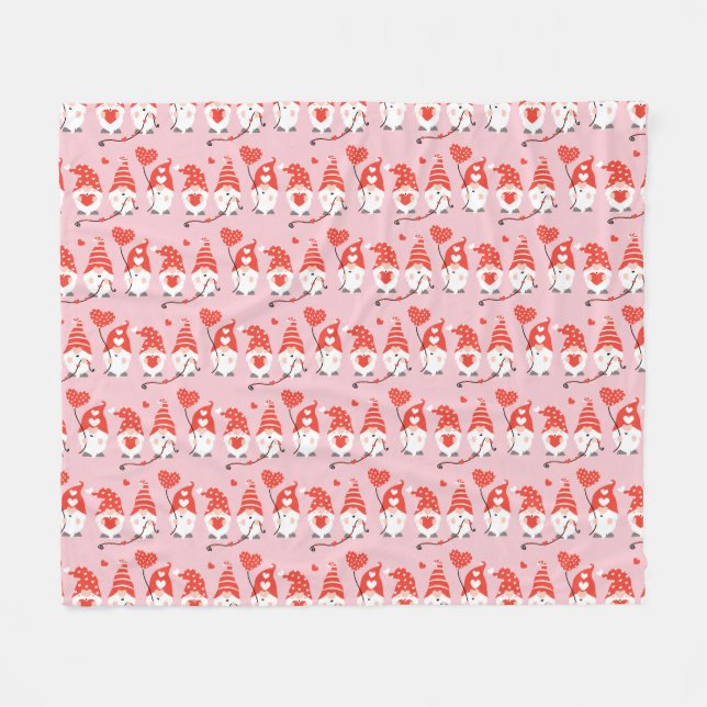 Couverture Polaire Joyeux Valentines Jour Gnomes Motif rose rouge (Devant (Horizontal))