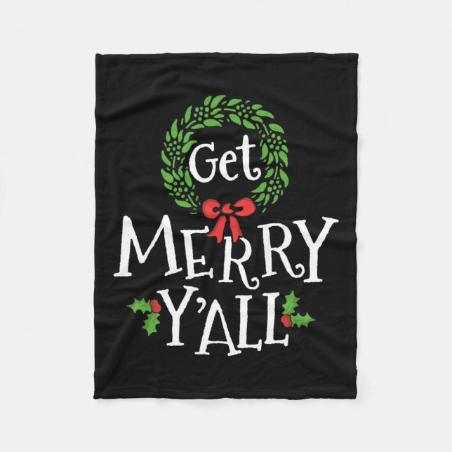 Couverture Polaire Joyeux Y'all Southern Slang Texas Xmas Family C (Devant)