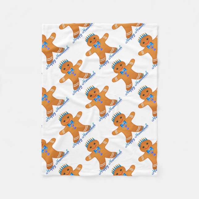 Couverture Polaire Judaïque Hanoukka Gingerbread Homme Menorah (Devant)