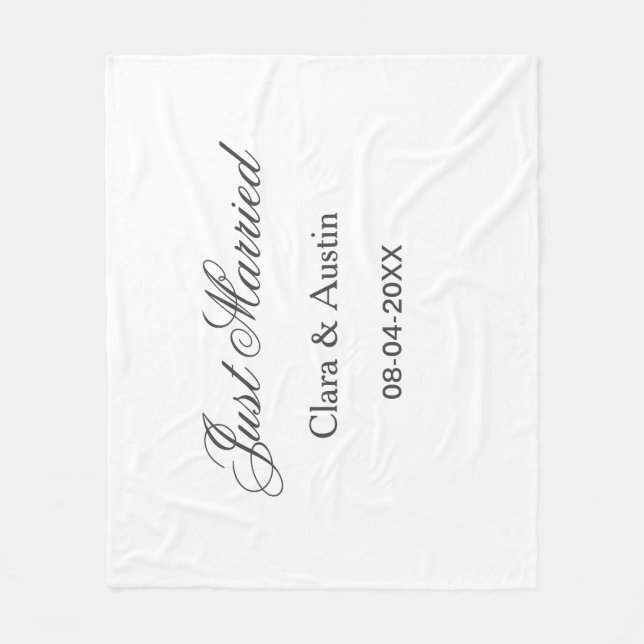 Couverture Polaire Just Married add couple name date year wedding sim (Devant)