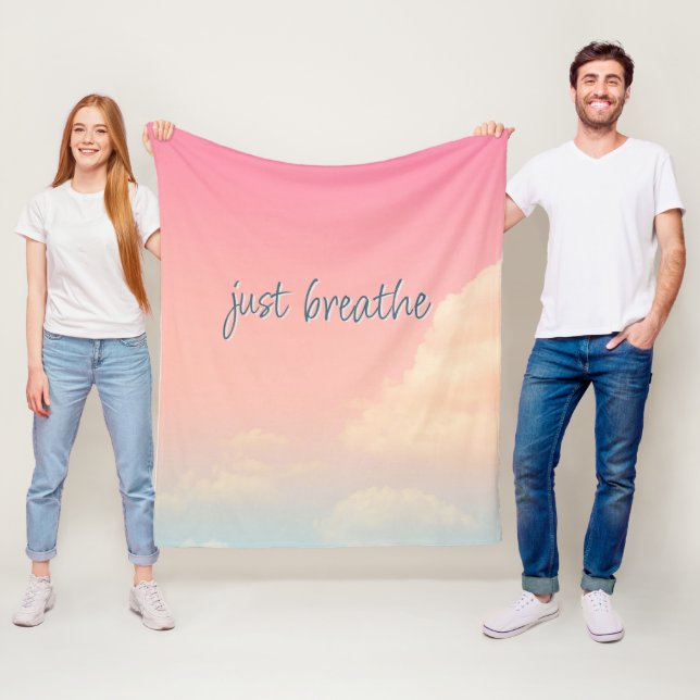 Couverture Polaire JUSTE FAIRE PASSER Vie Citation Ciel Rose Nuages M (En situation)