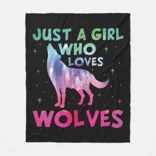 Couverture Polaire Juste une fille qui aime les loups aquarelle