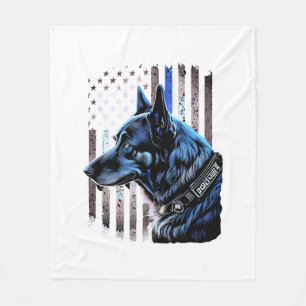 Couverture Polaire K9 Berger Allemand Police Chien Mince Ligne Bleue 