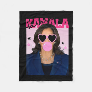 Couverture Polaire Kamala Harris souffle la bulle gomme soleil rose K