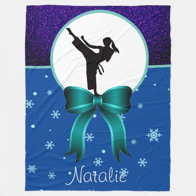 Couverture Polaire Karate Girls Parties scintillant et Bow Snowflake (Devant)