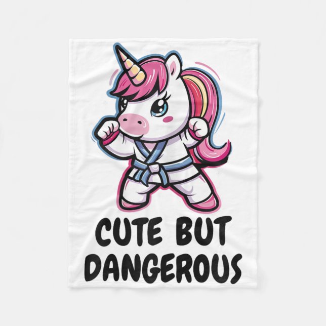 Couverture Polaire Karate Unicorn Mignonne Mais Dangereux Funny Marti (Devant)